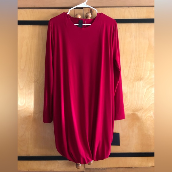 NWT Norma Kamali Red Long Sleeve Twist Mini Dress in Size Large-Gorgeous!!!!!! - Picture 2 of 5